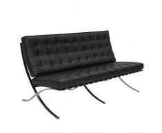 Divano Elishe 2 Posti in EcoPelle per Hotel Casa Ufficio Soggiorno Salotto Studio, 154 x 84 x 84 cm, Ecopelle Nero