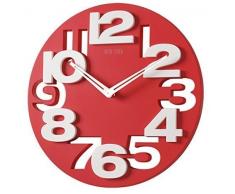 GMMH 3 D - Orologio di Design da Parete 8808 per Cucina Bagno Ufficio Silenzioso (Rosso Bianco)