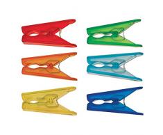 Excelsa Confezione 6 Mollette Fermafogli, Plastica, Multicolore