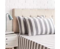AmazonBasics - Federe in jersey, Confezione da 2, motivo a strisce larghe - 50 x 80 cm, Grigio