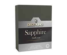 DecoKing con angoli elasticizzati 180Â x 200Â âÂ 200Â x 220Â cm Lenzuolo matrimoniale con angoli Jersey di cotone panno Sapphire Collection, Cotone, acciaio, 100 x 200 - 120 x 200 cm