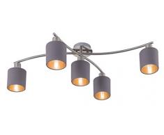 Trio Leuchten Garda Lampada da soffitto, Nickel Matt/Grau/Goldfarbig