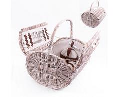 DiKasa CESTO PICNIC VIMINI SBIANCATO PER 4 PERSONE 40X38H31/45
