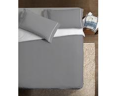 Ipersan Parure Copripiumino singolo, Una piazza e mezza, Double, Cotone, Grigio/Bianco