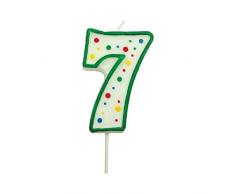 PME CA057 Candela Numero 7 Piccola, Cera, Verde, 4.3 cm