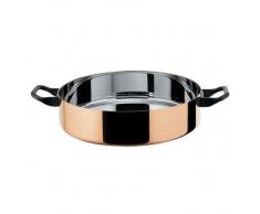 Alessi Officina 90102/28 La Cintura di Orione Casseruola Bassa a Due Manici, Rame/Acciaio Inossidabile 18/10, Argento