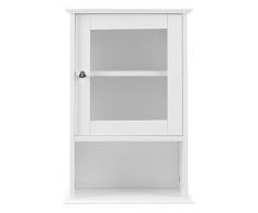 Premier Housewares Armadietto da parete con sportello in vetro e scaffale interno, 51 x 35 x 18 cm, colore: Bianco
