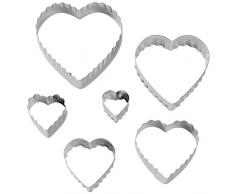 Wilton Set 6 TAGLIAPASTA Cuore Bordi Lisci E FRASTAGLIATI Set 6 TAGLIAPASTA Cuore Bordi Lisci E FRASTAGLIATI, Plastica, Argento,