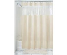 InterDesign Hitchcock Tenda Doccia, Senza PVC in EVA, Vinile, Beige, 183x0.2x183 cm