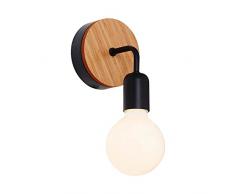 Homemania Lampada A Parete Valetta Colore Nero, Rovere in Legno, Metallo-Per Salotto, Soggiorno, Cucina, Camera, Ufficio, Taglia unica