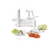 Silicone Bakeware Tri Lama Spirale affettatrice Frutta Verdura taglierina, plastica, Bianco