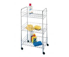 Wenko Carrello per Il Bagno e la Casa Florenz, 3 Ripiani, Mobile, Metallo Cromato, Polipropilene, 25 x 63 x 38 cm, Argento Lucido/Nero