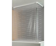 ECO-DuR 4024879002886 - Tenda a Rullo per Doccia, con Contenitore per Montaggio a soffitto, angolare, Motivo con Scritta Shower Bianca