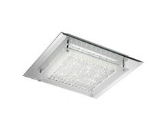 ONLI Plafoniera LED Integrato 18W 4000K Moderna con Base a Specchio, Vetro e Cristalli, Cromato,, specchio;vetro;cristalli