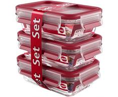 Emsa Clip & Close Vetro 017033517922 Contenitore Salvafreschezza, Set 3 Pezzi, 17.5 x 12.5 x 17.8 cm