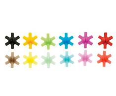 Mastrad F01039 - Lotto di 12 segna bicchieri, in silicone/polipropilene, multicolore, 12 UnitÃ