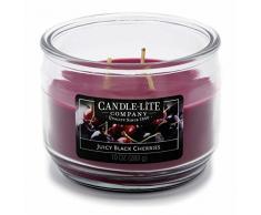 Candle-liteÂ âÂ 3Â stoppino Candela profumata in Barattolo di Vetro, Juicy Black Cherries 283Â G, Rosso, 10.5Â x 10.5Â x 8.2Â cm