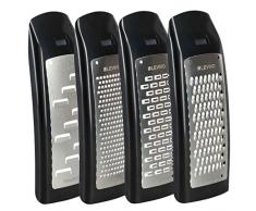 Levivo Set per grattugia, 4 pz., acciaio inox, accessori per grattugia formaggio, set per mandolina formaggio, aggiunta mandolina formaggio, accessori grattugia formaggio, nero 7,5x5,5x16,5cm, 4 pezzi