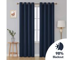 Deconovo - Tende oscuranti con Occhielli, Termiche, per Camera da Letto, a Risparmio energetico, 140 x 229 cm, Colore: Blu Navy