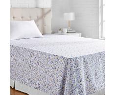 AmazonBasics, Lenzuolo in microfibra, 180 x 260 cm - Blu floreale