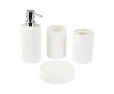 H&H 4 Pezzi Ceramica Capri Arredo Bagno E Accessori, Bianco