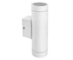 Long Life Lamp Company ZLC054W - Lampada da parete in acciaio INOX, con doppia luce da esterno, alimentazione a rete