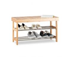 Relaxdays 10021566 Panca Scarpiera con Scomparto Interno, BambÃ¹, Panchetta Porta-Scarpe, 6 Paia, HxLxP: 43x74x30 cm, Marrone