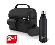 SPICE Borsa Termica Caldo e Freddo capacitÃ 8 L con Tracolla Porta Pranzo + Bottiglia Termica Acciaio Inox 500 ml Doppia Parete BPA Free