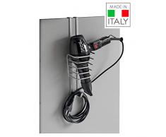 Metaltex Oasis Cestello Porta asciugacapelli Asciuga Capelli, Filo Ferro, Grigio Metallizzato, 11 x 13 x 17