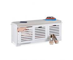 Panchetta Porta-Scarpe Relaxdays 10021566 Panca Scarpiera con Scomparto Interno HxLxP: 43x74x30 cm Marrone Bamb/ù 6 Paia