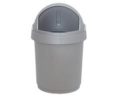 CURVER 03934-877-00 - Pattumiera con Coperchio Basculante, 10 l, Colore: Argento/Antracite
