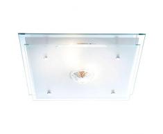 PLAFONIERA CROMO VETRO SATINATO, CRISTALLO 2X60W E27 ILLU 230V Art. 48528