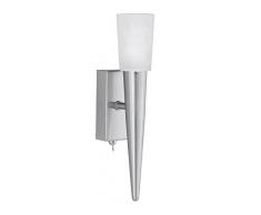 Trio Leuchten Trio 216070107 Lampada da Parete con Interruttore in Nichel Opaco e Vetro, Alabastro/Bianco G 9, 28 W