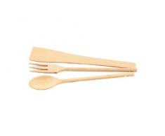 Panetta Casalinghi legno tris lusso cucchiaio forchetta e aderenza scoop set, beige, Legno, Beige, 30 x 30 x 30 cm