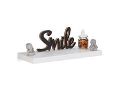 Relaxdays 10021811_49 Mensola da Parete, Fissaggio a Scomparsa, Legno MDF, HxLxP: 4x60x25 cm, Bianco