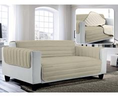 Italian Bed Linen Elegant Copri Divano Trapuntato in Microfibra Anallergica, Doubleface, Tortora/Panna, 1 Posto