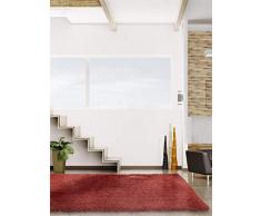 benuta Shaggy Breeze - Tappeto a Pelo Lungo per Camera da Letto e Soggiorno, Fibra Sintetica, Rosso/Arancione, 140 x 200 cm