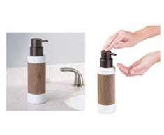 InterDesign RealWood Pompa Dispenser di Sapone, Ceramica, Bianco, 7x6.25x21 cm