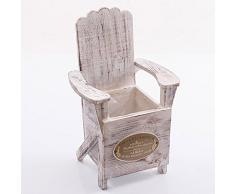 DiKasa Home Portavaso Poltroncina, Legno, Bianco, 23x23x39 cm