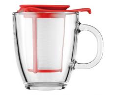 Bodum Yo-Yo Bicchiere di Vetro con Filtro per Te in Plastica, Rosso, 350 ml, K11239-294