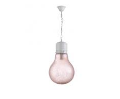 ONLI Lampadona - Lampadario a Forma di Lampadina Gigante. Struttura in Metallo Bianco. Vetro Colore ROSA, metallo;vetro