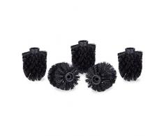 Relaxdays 10021025_46 Set 5 Spazzole per Scopino da Bagno, Ciuffo di Ricambio Spazzolone WC, Filetto 9,5 mm Diametro 8 cm, Nero