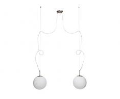 Brilliant Sun lampada a sospensione, 2Â luci, 2Â X MAX 60Â W E27, vetro/metallo, bianco, 30Â x 30Â x 228Â cm, 93516/05