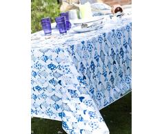 CALITEX - Tovaglia in Tela Cerata, Motivo: Pesce, 140 x 250 cm, Colore: Blu
