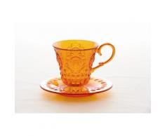 Baci Espresso Tazza e piattino, Acrilico, Acrilico, Orange, 11 x 11 x 7 cm