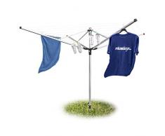 Relaxdays Stendino per Esterni, con 46 mt di Linea, per Stendere i Panni Pieghevole, Metallo, Argento