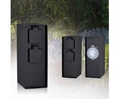 Paulmann Garden Outlet 94314-Colonna a 2 Prese, Timer da 3,650 Watt Esterna, Antracite, Illuminazione da Giardino, in Acciaio Inox