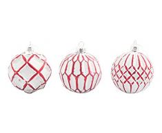 Villa dEste Home Tivoli Xmas Set 3 Palle di Natale, Bianco, 8x8x0.1 cm 3 unitÃ