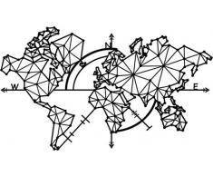 Homemania Decorazione da Parete Mappamondo Nero, in Metallo. Arte Casa Decoro. per Soggiorno, Ufficio, Muro, Planisfero, M