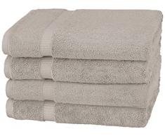 Pinzon - Asciugamani da bagno in tessuto misto cotone biologico, set da 4 pezzi, Grigio marmo